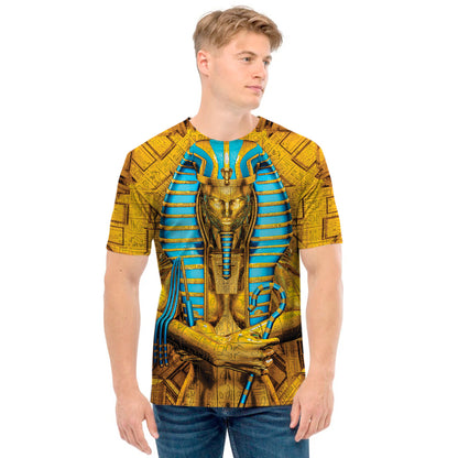 Golden Egyptian Pharaoh Print Men's T-Shirt