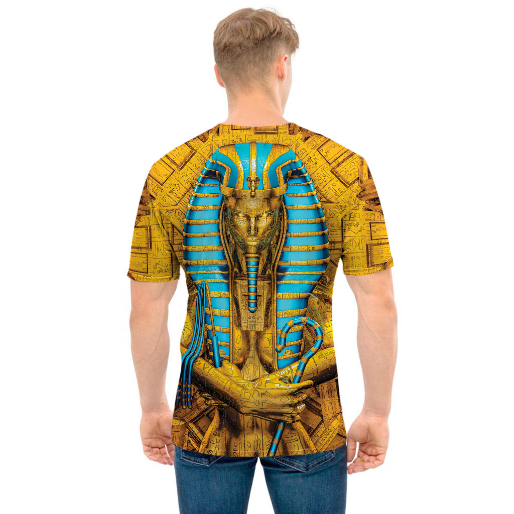 Golden Egyptian Pharaoh Print Men's T-Shirt