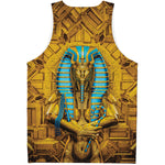 Golden Egyptian Pharaoh Print Men's Tank Top