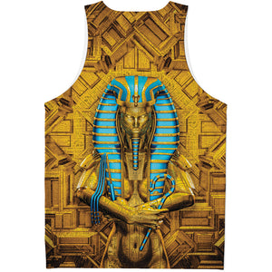 Golden Egyptian Pharaoh Print Men's Tank Top