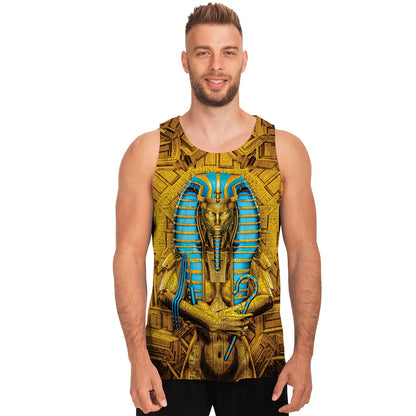 Golden Egyptian Pharaoh Print Men's Tank Top