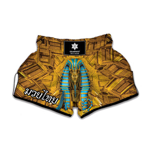 Golden Egyptian Pharaoh Print Muay Thai Boxing Shorts