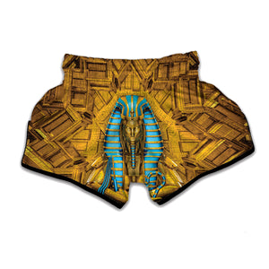 Golden Egyptian Pharaoh Print Muay Thai Boxing Shorts