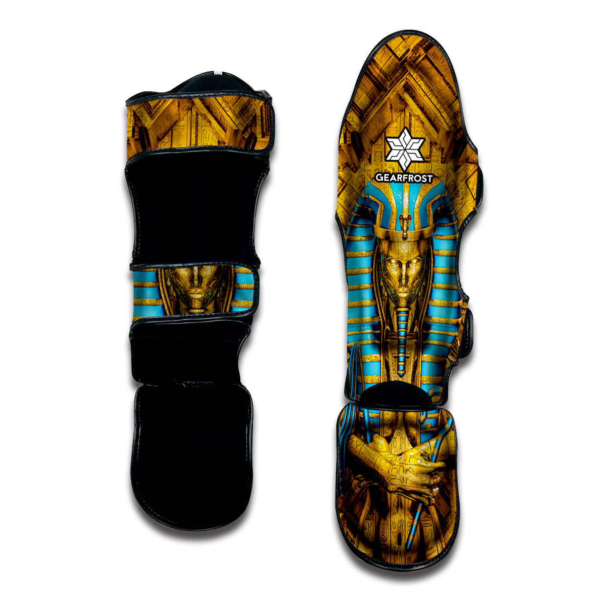 Golden Egyptian Pharaoh Print Muay Thai Shin Guard