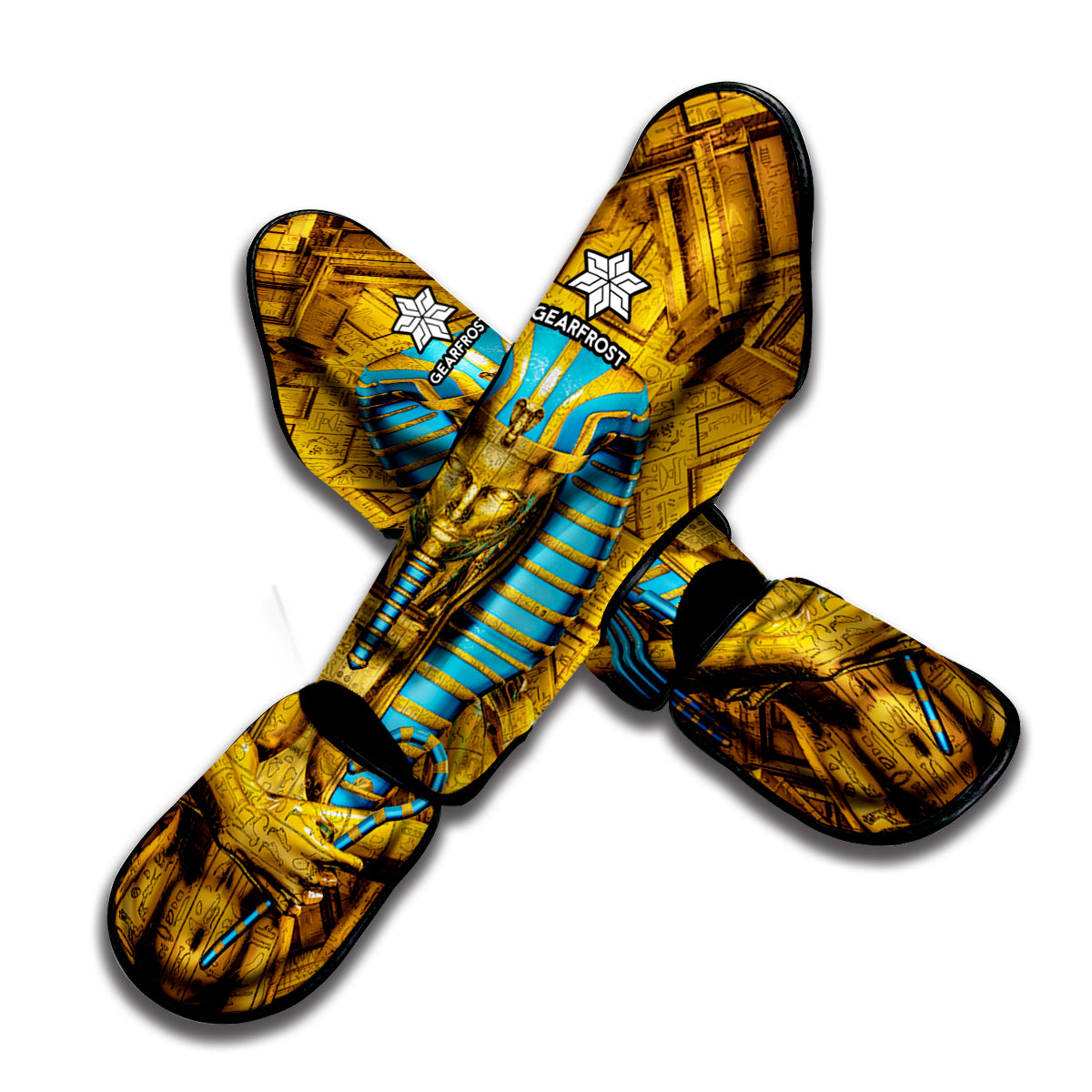 Golden Egyptian Pharaoh Print Muay Thai Shin Guard