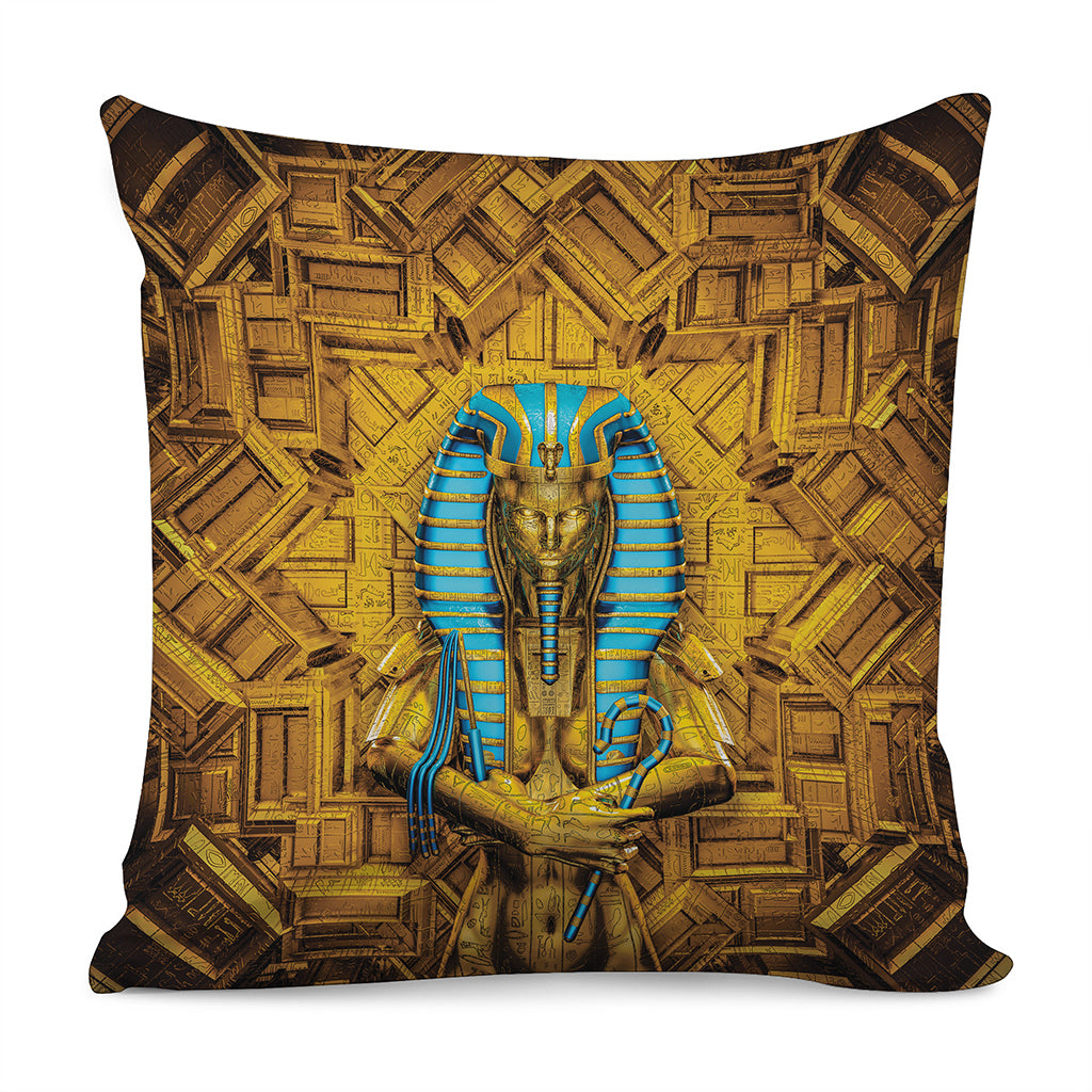 Golden Egyptian Pharaoh Print Pillow Cover