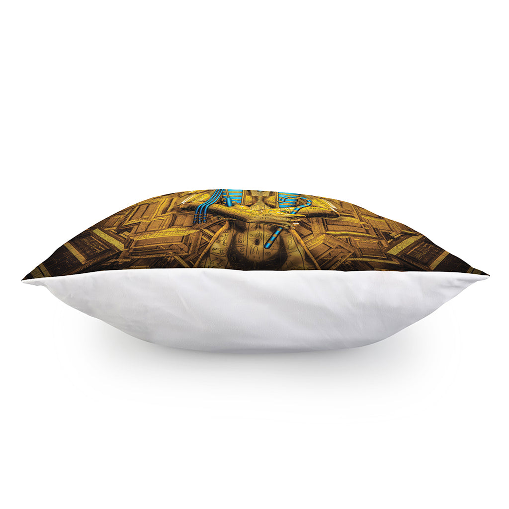 Golden Egyptian Pharaoh Print Pillow Cover