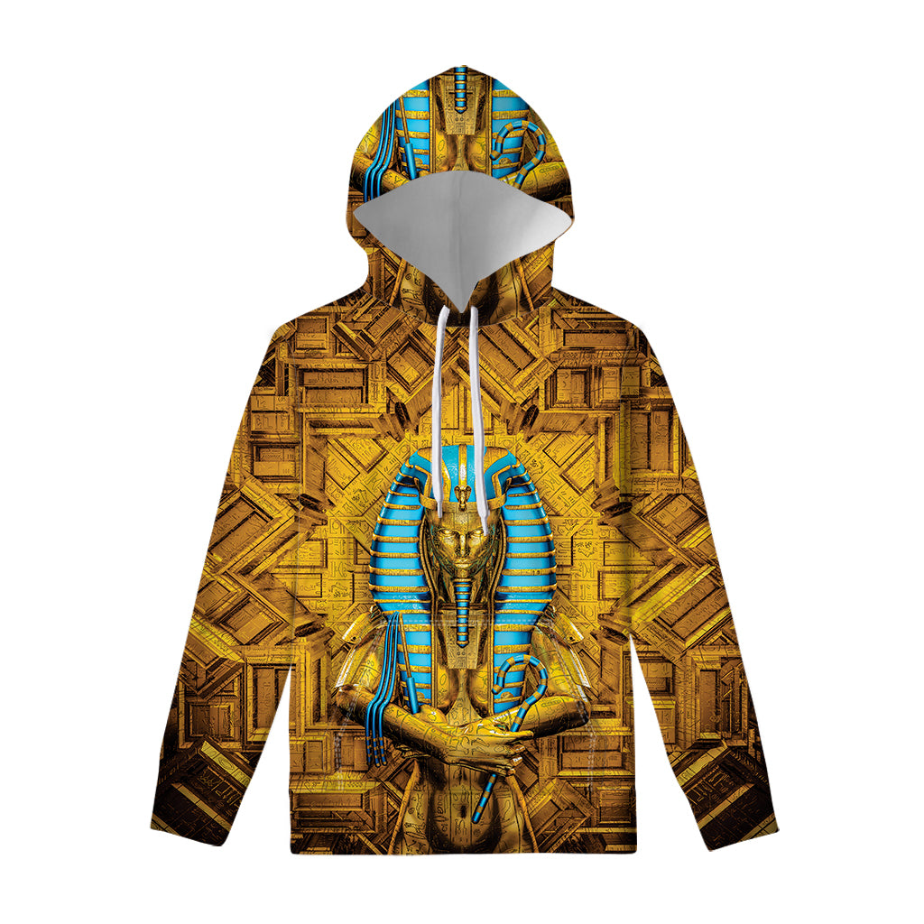 Golden Egyptian Pharaoh Print Pullover Hoodie