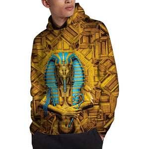 Golden Egyptian Pharaoh Print Pullover Hoodie