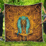 Golden Egyptian Pharaoh Print Quilt