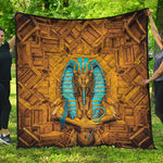 Golden Egyptian Pharaoh Print Quilt
