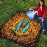 Golden Egyptian Pharaoh Print Quilt
