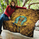 Golden Egyptian Pharaoh Print Quilt