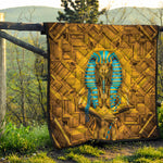 Golden Egyptian Pharaoh Print Quilt