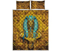 Golden Egyptian Pharaoh Print Quilt Bed Set