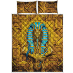 Golden Egyptian Pharaoh Print Quilt Bed Set
