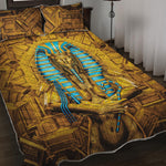 Golden Egyptian Pharaoh Print Quilt Bed Set