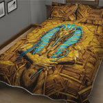 Golden Egyptian Pharaoh Print Quilt Bed Set