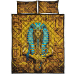 Golden Egyptian Pharaoh Print Quilt Bed Set