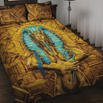Golden Egyptian Pharaoh Print Quilt Bed Set