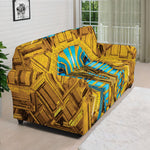 Golden Egyptian Pharaoh Print Sofa Cover