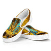 Golden Egyptian Pharaoh Print White Slip On Shoes