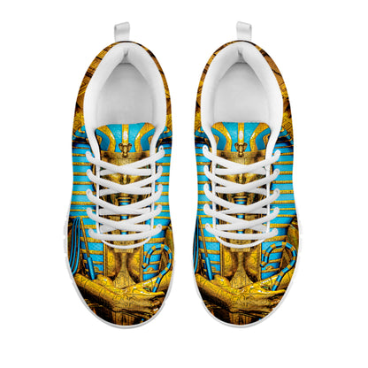 Golden Egyptian Pharaoh Print White Sneakers
