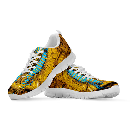Golden Egyptian Pharaoh Print White Sneakers