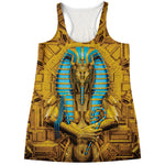 Golden Egyptian Pharaoh Print Women's Racerback Tank Top