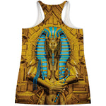 Golden Egyptian Pharaoh Print Women's Racerback Tank Top