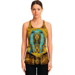 Golden Egyptian Pharaoh Print Women's Racerback Tank Top