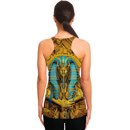 Golden Egyptian Pharaoh Print Women's Racerback Tank Top