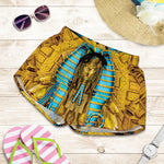 Golden Egyptian Pharaoh Print Women's Shorts