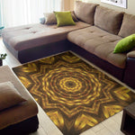 Golden Kaleidoscope Print Area Rug