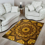 Golden Kaleidoscope Print Area Rug