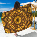 Golden Kaleidoscope Print Beach Sarong Wrap