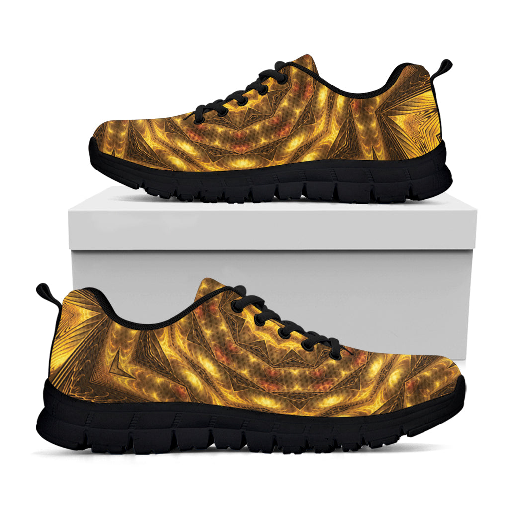 Golden Kaleidoscope Print Black Sneakers