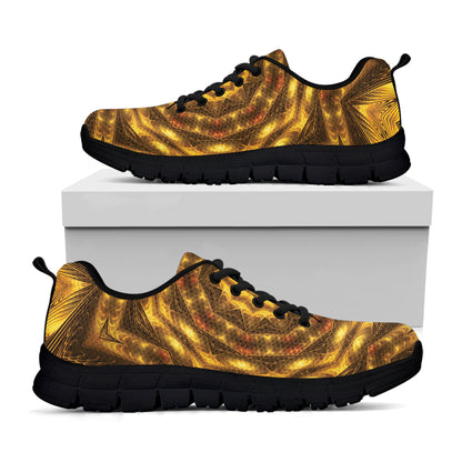 Golden Kaleidoscope Print Black Sneakers