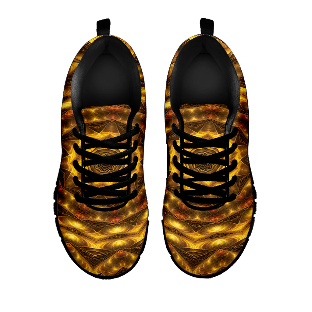 Golden Kaleidoscope Print Black Sneakers