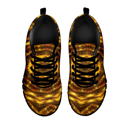 Golden Kaleidoscope Print Black Sneakers
