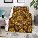 Golden Kaleidoscope Print Blanket