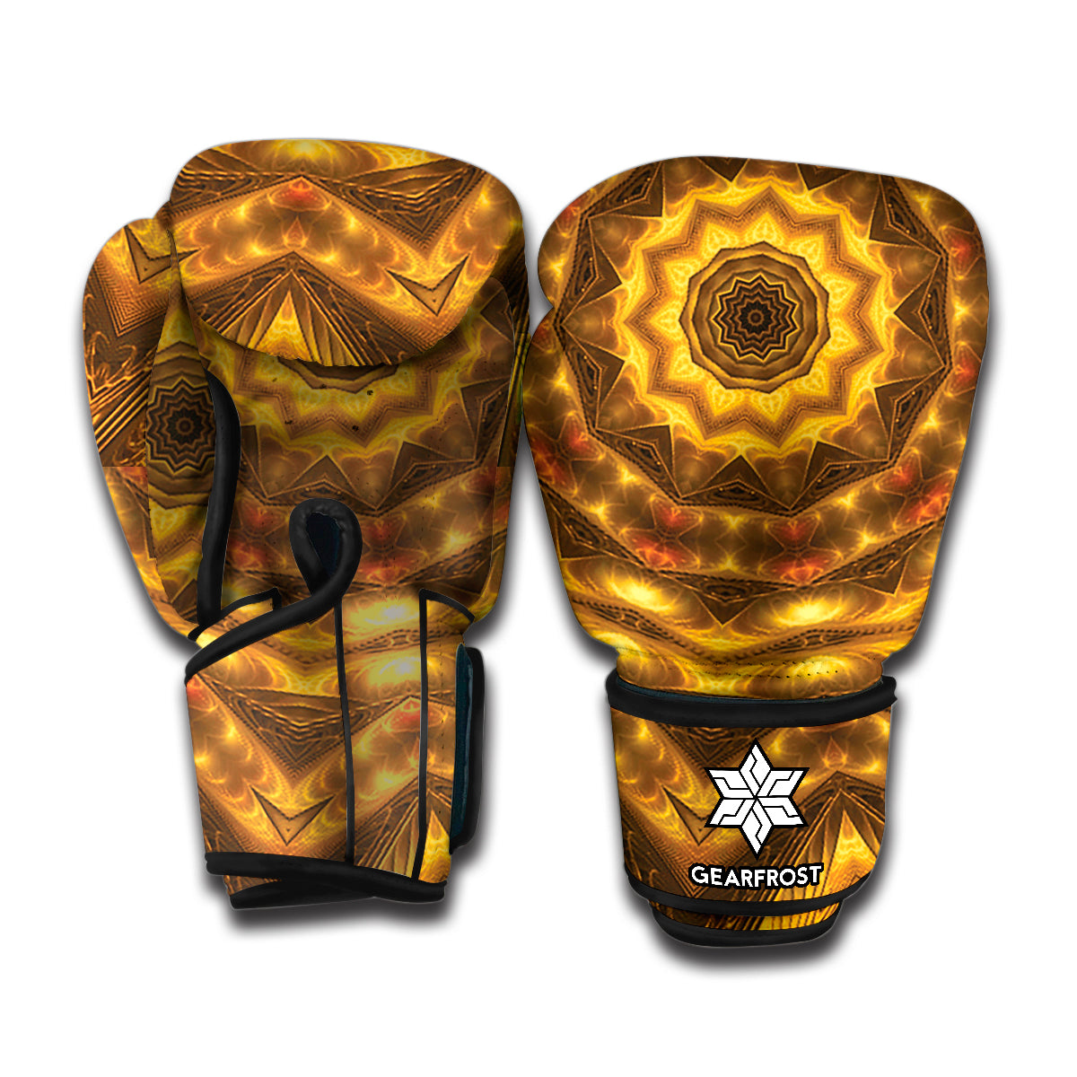 Golden Kaleidoscope Print Boxing Gloves