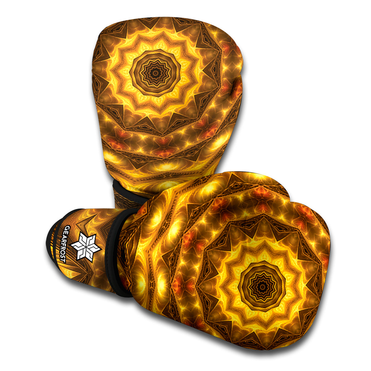 Golden Kaleidoscope Print Boxing Gloves