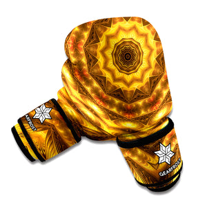 Golden Kaleidoscope Print Boxing Gloves