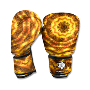 Golden Kaleidoscope Print Boxing Gloves