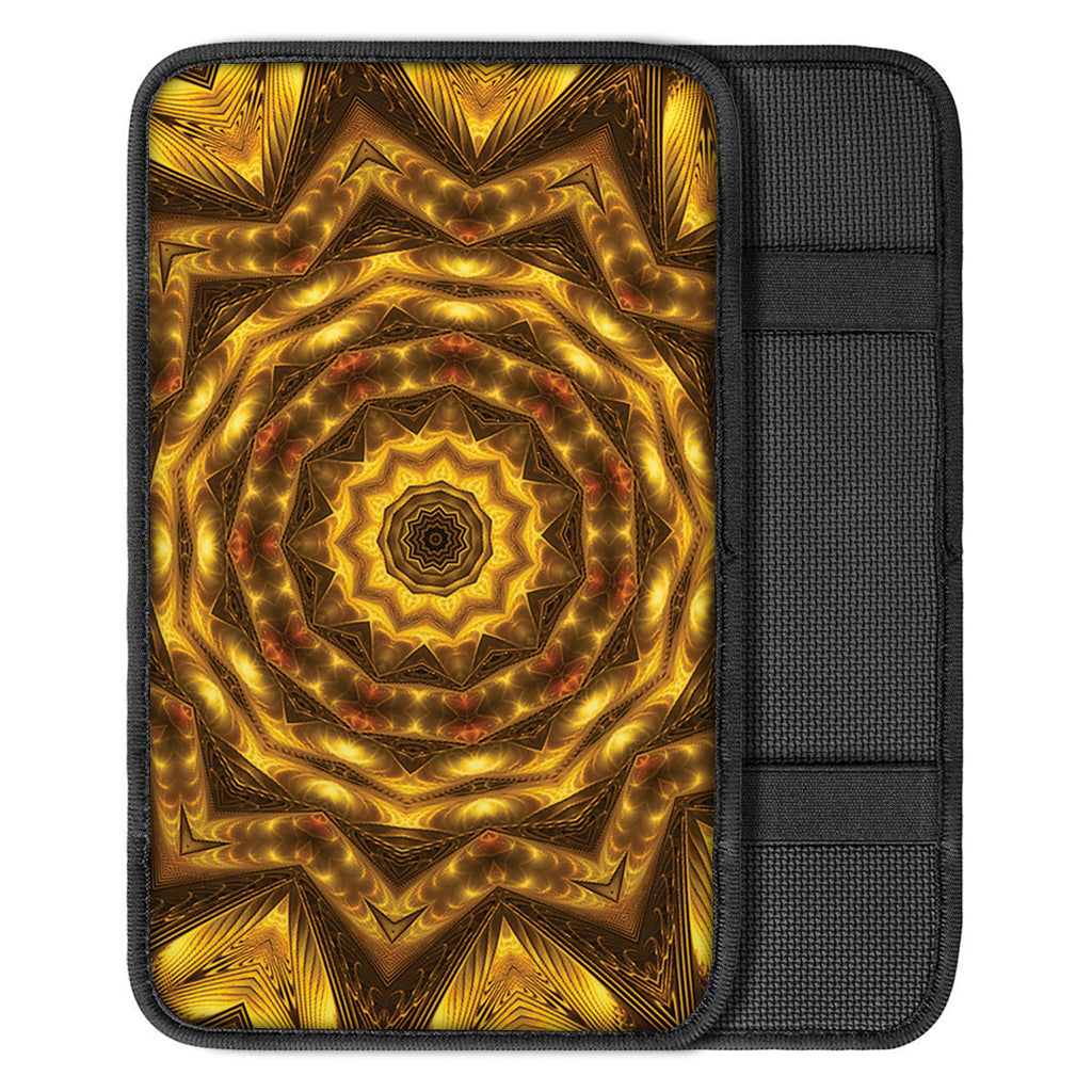 Golden Kaleidoscope Print Car Center Console Cover
