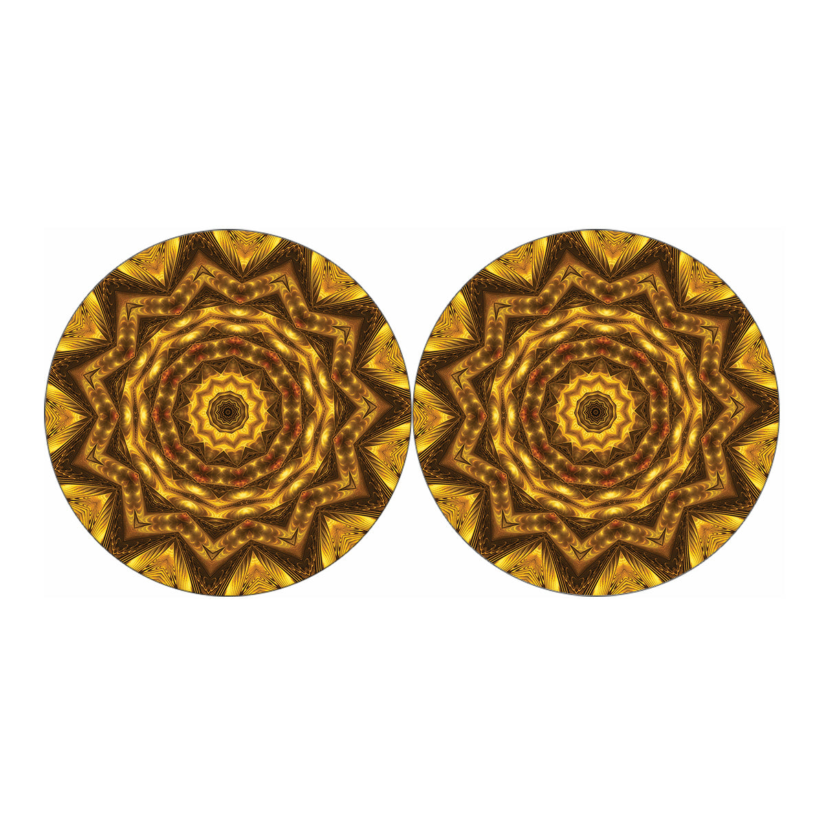 Golden Kaleidoscope Print Car Coasters