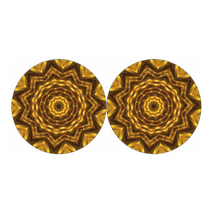 Golden Kaleidoscope Print Car Coasters
