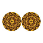Golden Kaleidoscope Print Car Coasters