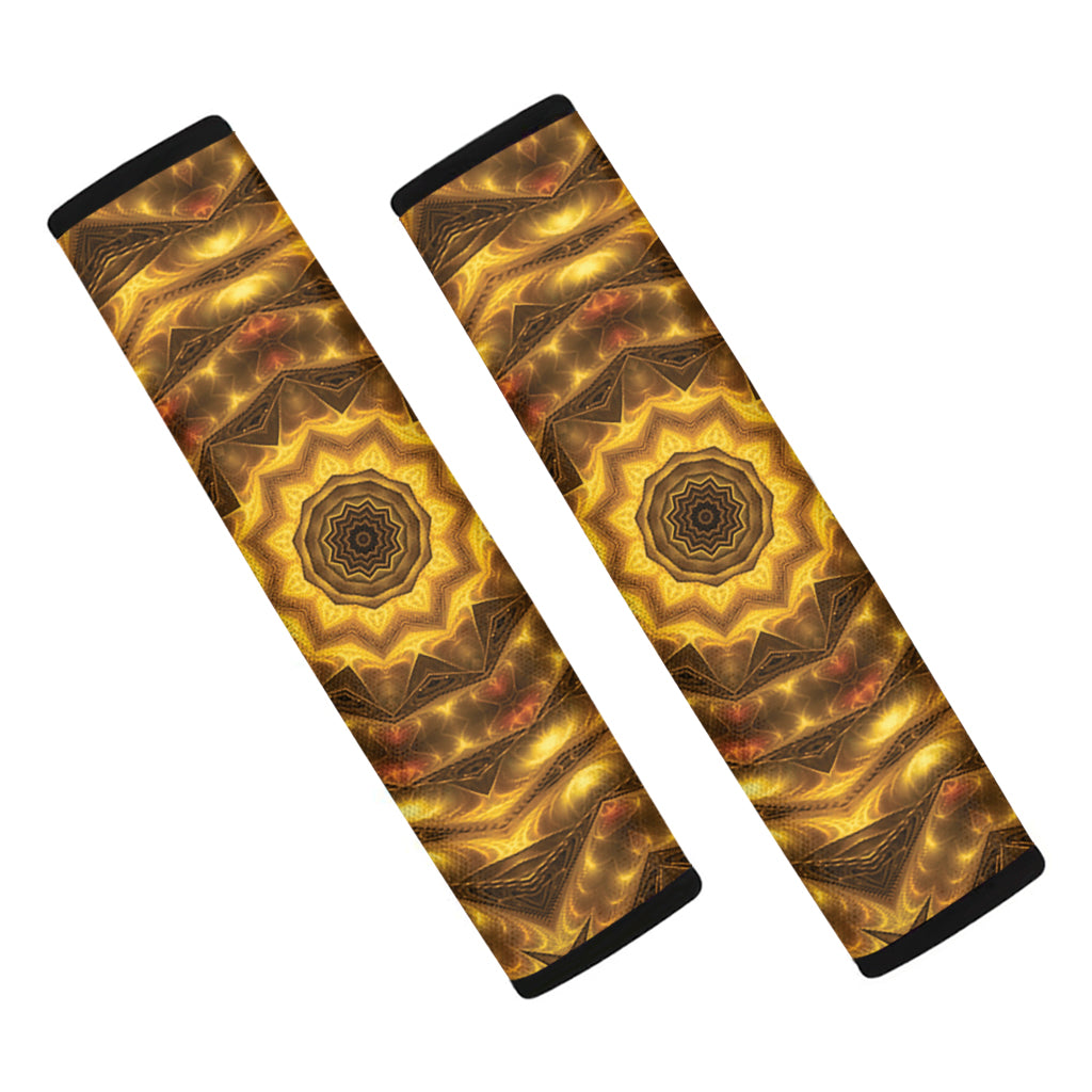 Golden Kaleidoscope Print Car Seat Belt Covers